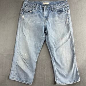 BKE Buckle Denim Jeans Womens 32 Light Wash Distressed Wide Leg Capri Crop Pants